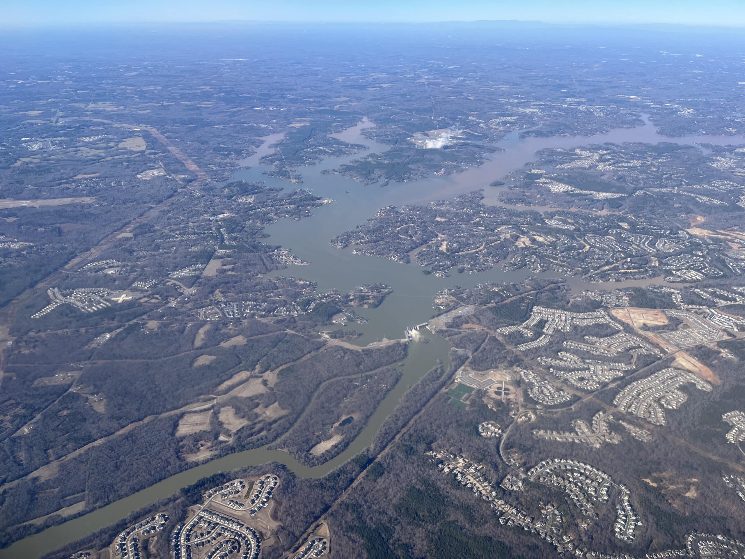 Aerial view of Lake Wylie on the North Carolina and South Carolina border
