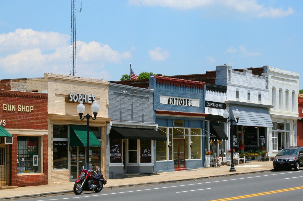 Main Street in downtown Pineville, NC